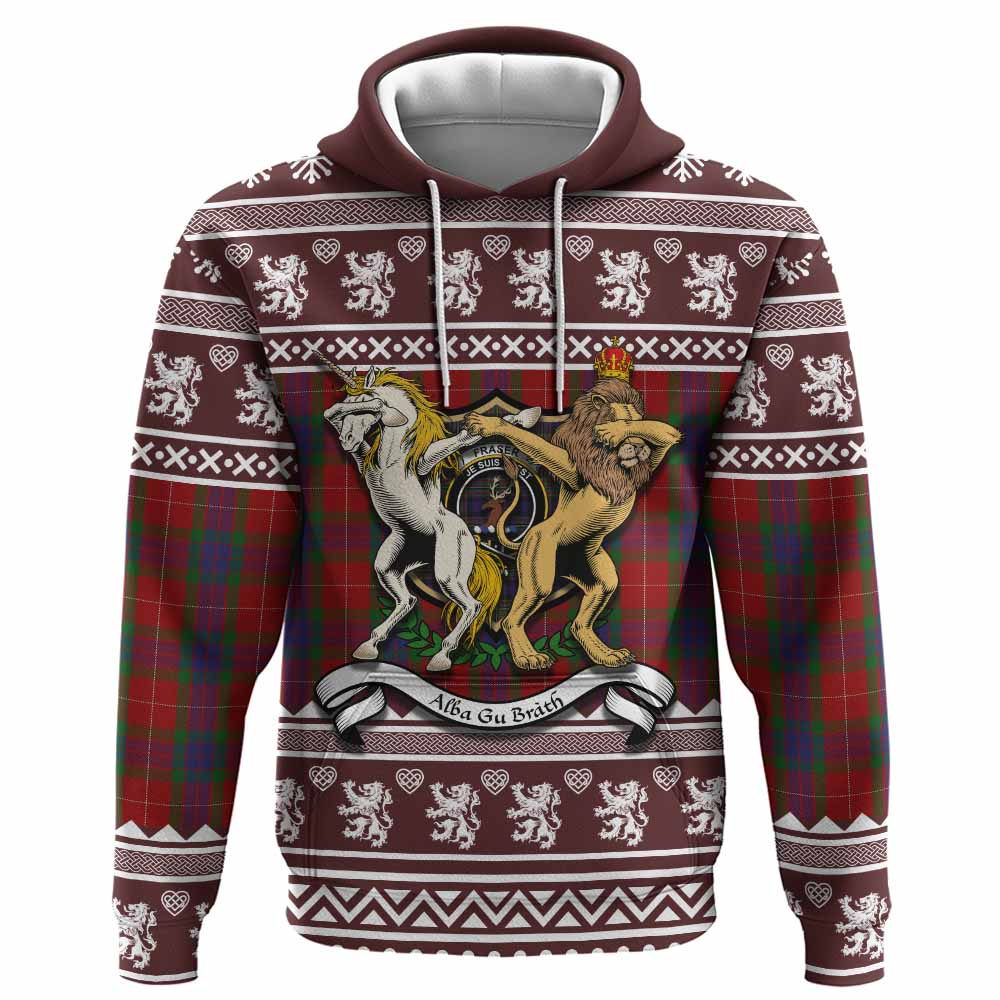 Fraser Clan Tartan Crest Christmas Hoodie Coat of Arms Funny Style - Tartan Vibes Clothing