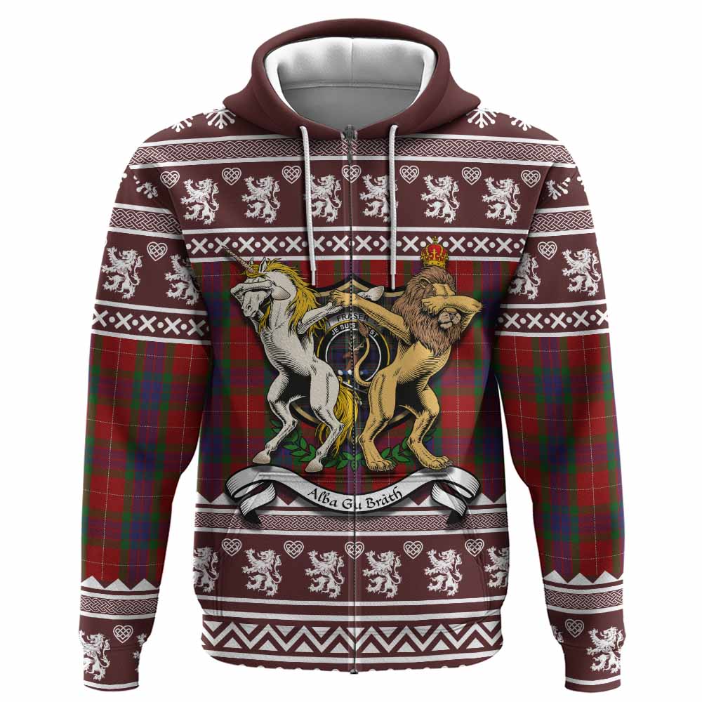 Fraser Clan Tartan Crest Christmas Hoodie Coat of Arms Funny Style - Tartan Vibes Clothing