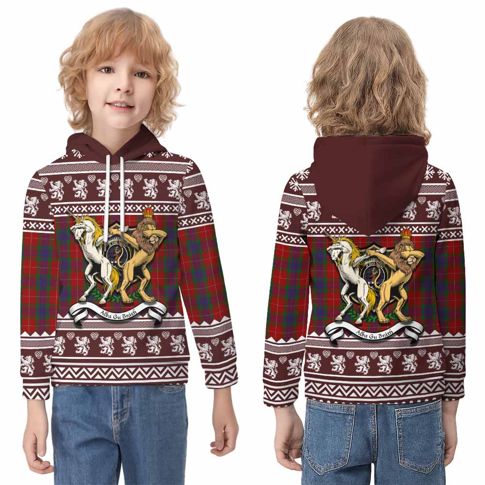 Fraser Clan Tartan Crest Christmas Kid Hoodie Coat of Arms Funny Style - Tartan Vibes Clothing