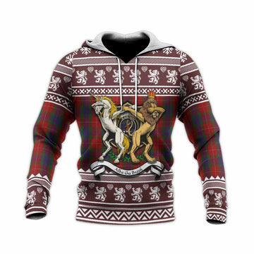 Fraser Clan Tartan Crest Christmas Knitted Hoodie Coat of Arms Funny Style