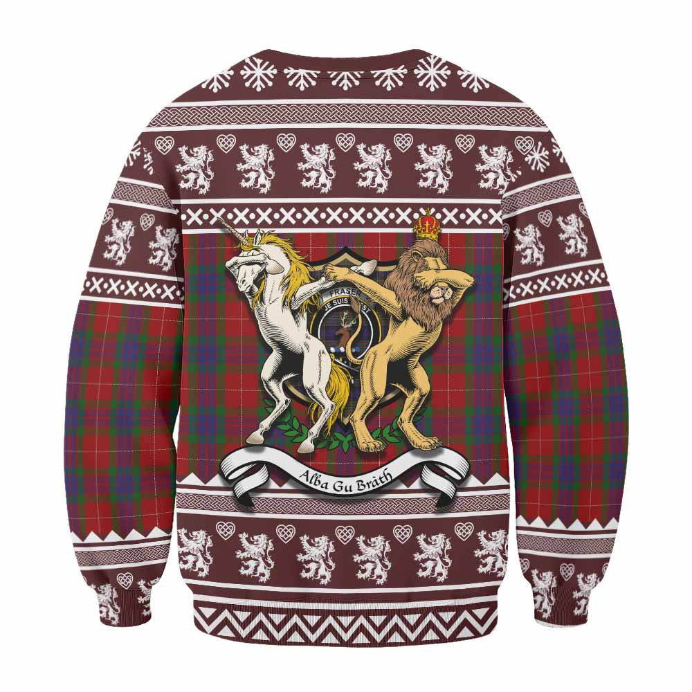 Fraser Clan Tartan Crest Christmas Sweatshirt Coat of Arms Funny Style - Tartan Vibes Clothing