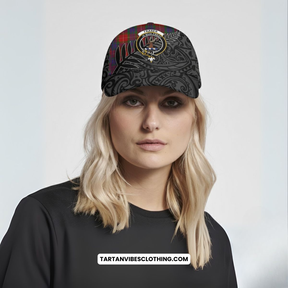 Fraser Crest Tartan Classic Cap with New Zealand Silver Fern Half Style