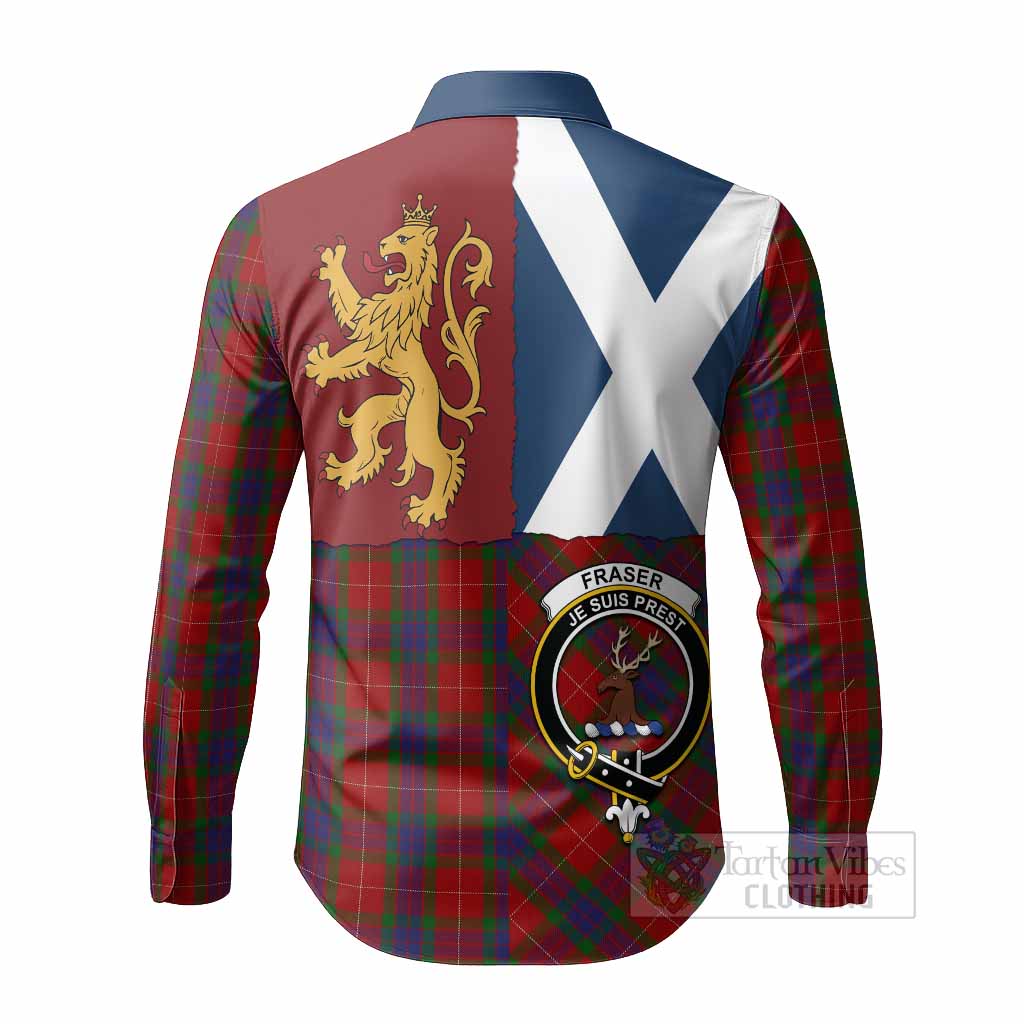 Fraser Crest Tartan Long Sleeve Button Shirts with Lion Rampant Saltire Style