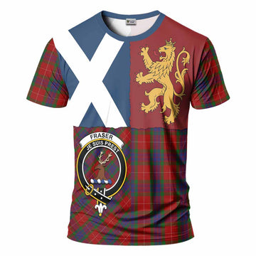 Fraser Crest Tartan T-Shirt with Lion Rampant Saltire Style