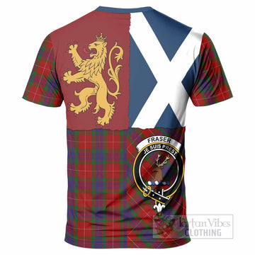 Fraser Crest Tartan T-Shirt with Lion Rampant Saltire Style