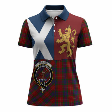 Fraser Crest Tartan Women Polo Shirt with Lion Rampant Saltire Style