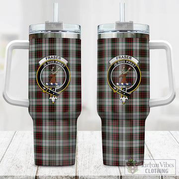 Fraser Dress Tartan and Family Crest Tumbler with Handle