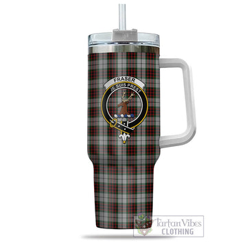 Fraser Dress Tartan and Family Crest Tumbler with Handle
