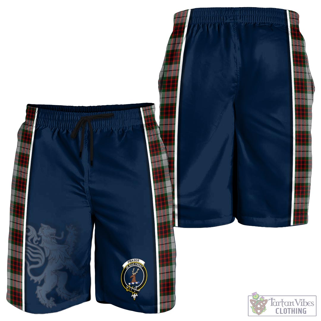 Tartan Vibes Clothing Fraser Dress Tartan Men's Shorts with Family Crest and Lion Rampant Vibes Sport Style