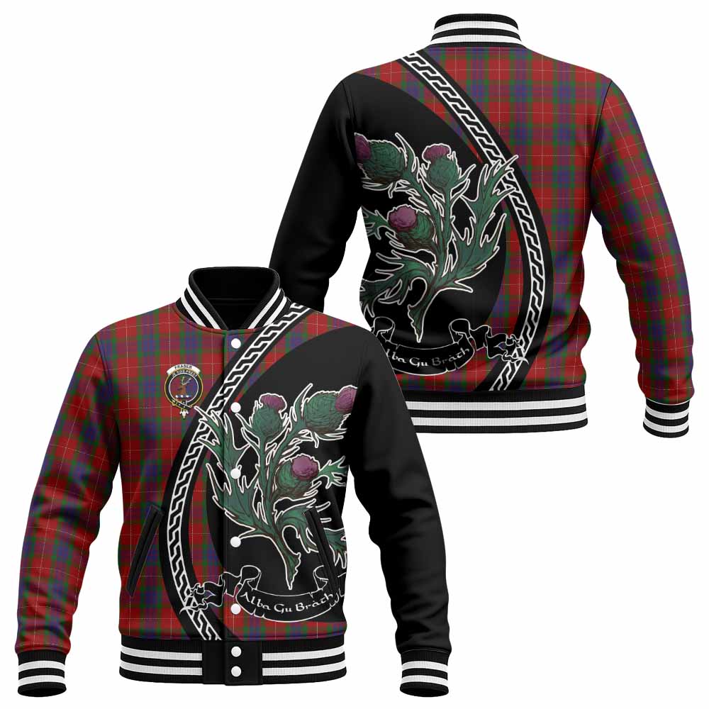 Fraser Family Crest Tartan Baseball Jacket Alba Thistle Inspired - Tartan Vibes Clothing