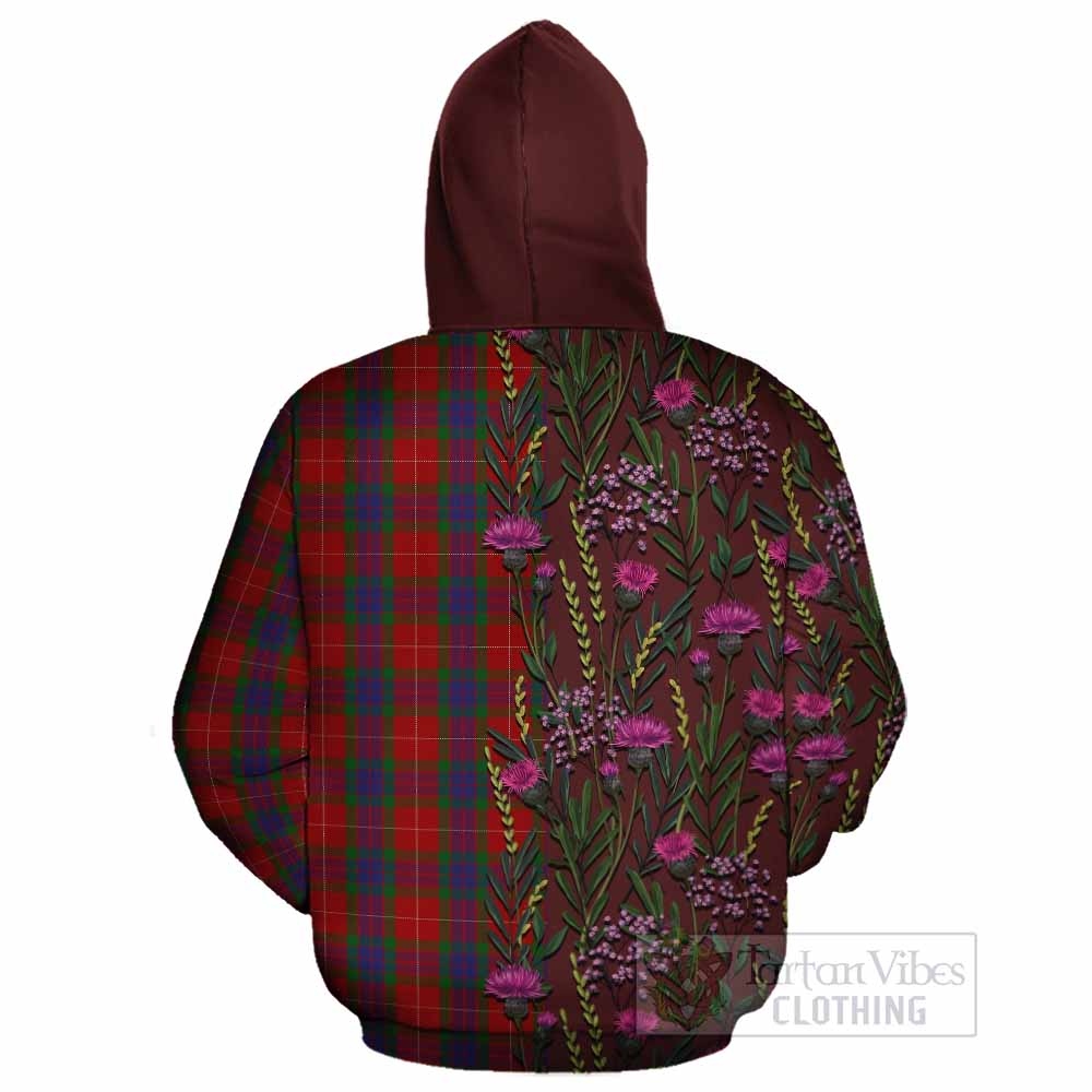 Fraser Family Crest Tartan Cotton Hoodie Scottish Thistle Flower Pattern Half Style - Tartan Vibes Clothing