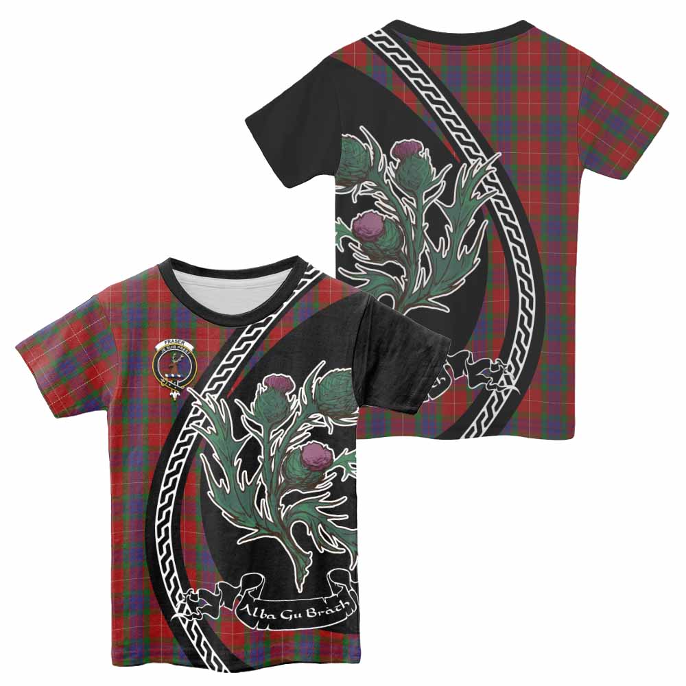 Fraser Family Crest Tartan Kid T-shirt Alba Thistle Inspired - Tartan Vibes Clothing
