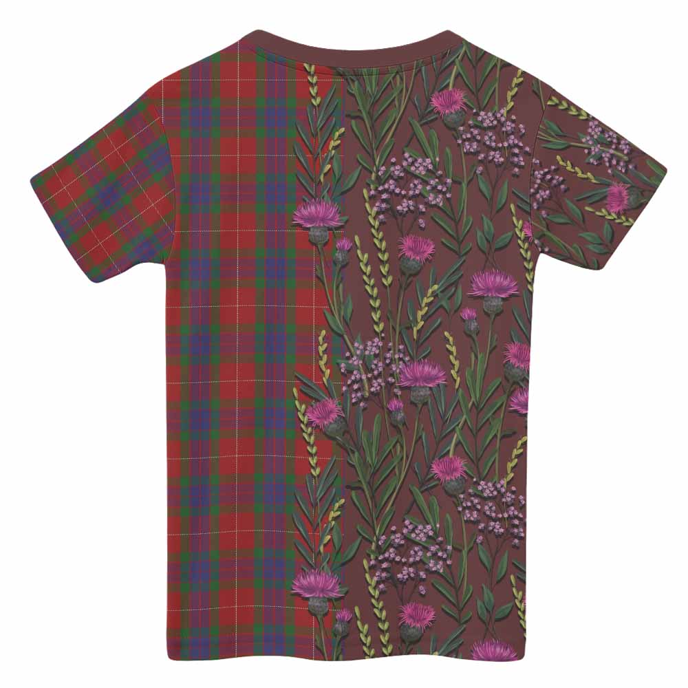Fraser Family Crest Tartan Kid T-shirt Scottish Thistle Flower Pattern Half Style - Tartan Vibes Clothing