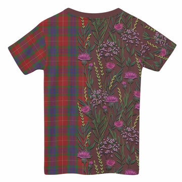 Fraser Family Crest Tartan Kid T-shirt Scottish Thistle Flower Pattern Half Style - Tartan Vibes Clothing