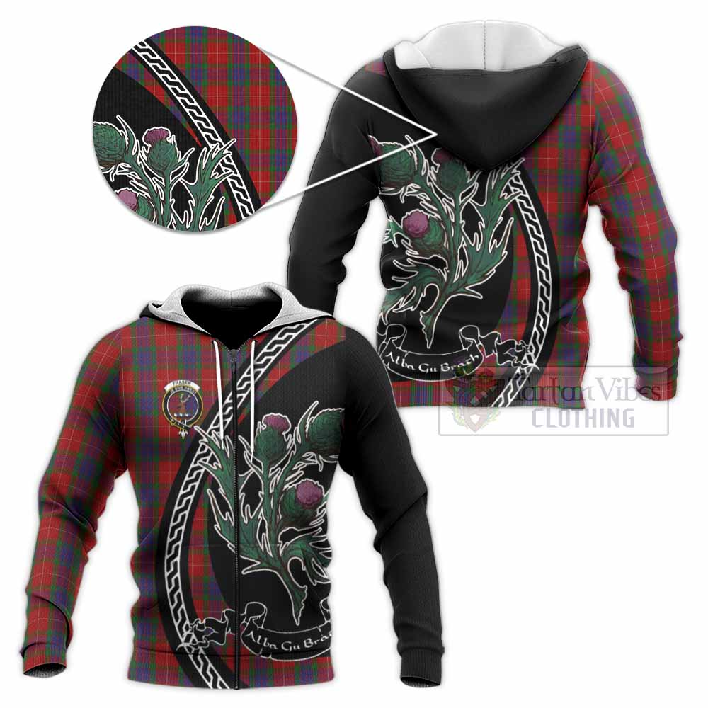 Fraser Family Crest Tartan Knitted Hoodie Alba Thistle Inspired - Tartan Vibes Clothing