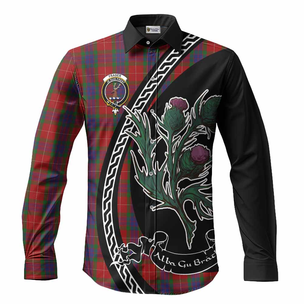 Fraser Family Crest Tartan Long Sleeve Button Shirts Alba Thistle Inspired - Tartan Vibes Clothing
