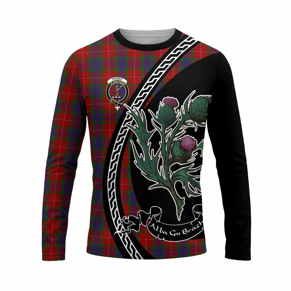 Fraser Family Crest Tartan Long Sleeve T-Shirt Alba Thistle Inspired - Tartan Vibes Clothing