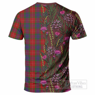 Fraser Family Crest Tartan T-Shirt Scottish Thistle Flower Pattern Half Style - Tartan Vibes Clothing