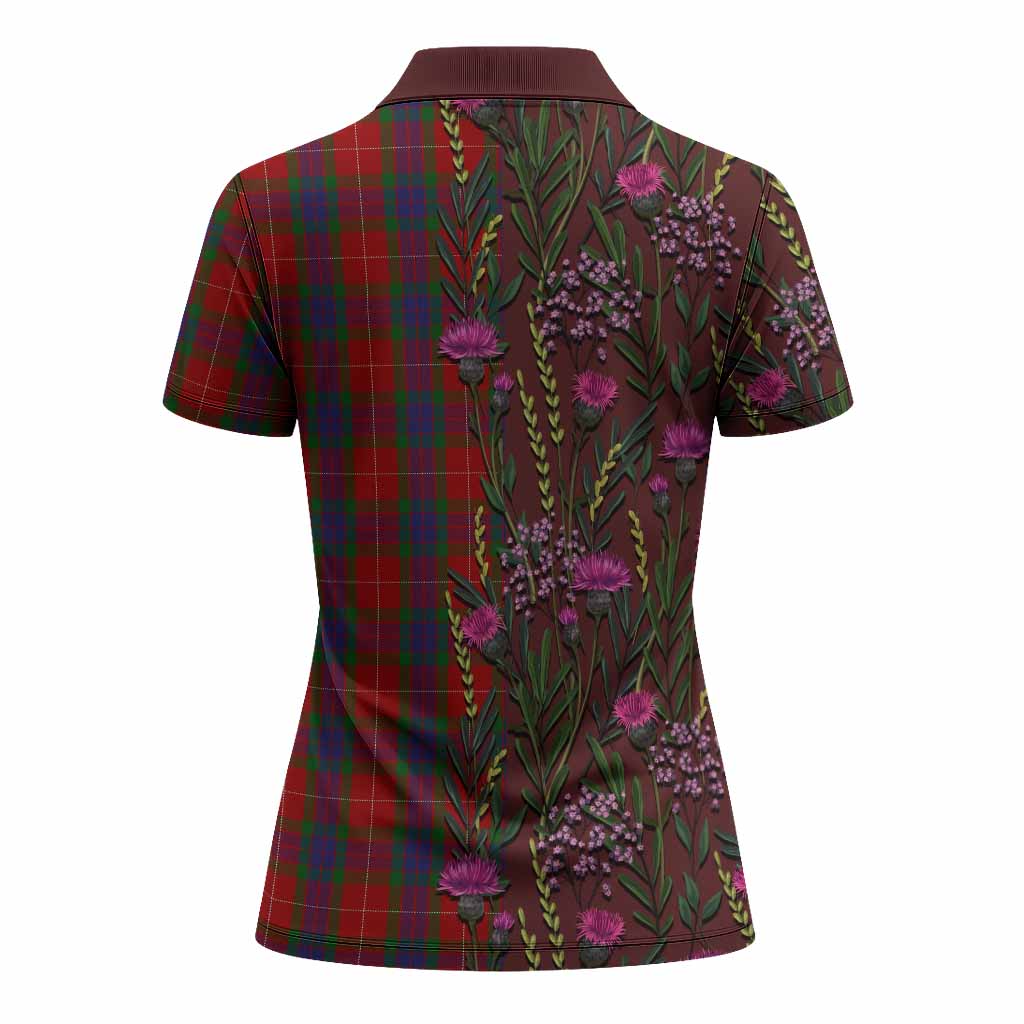 Fraser Family Crest Tartan Women Polo Shirt Scottish Thistle Flower Pattern Half Style - Tartan Vibes Clothing