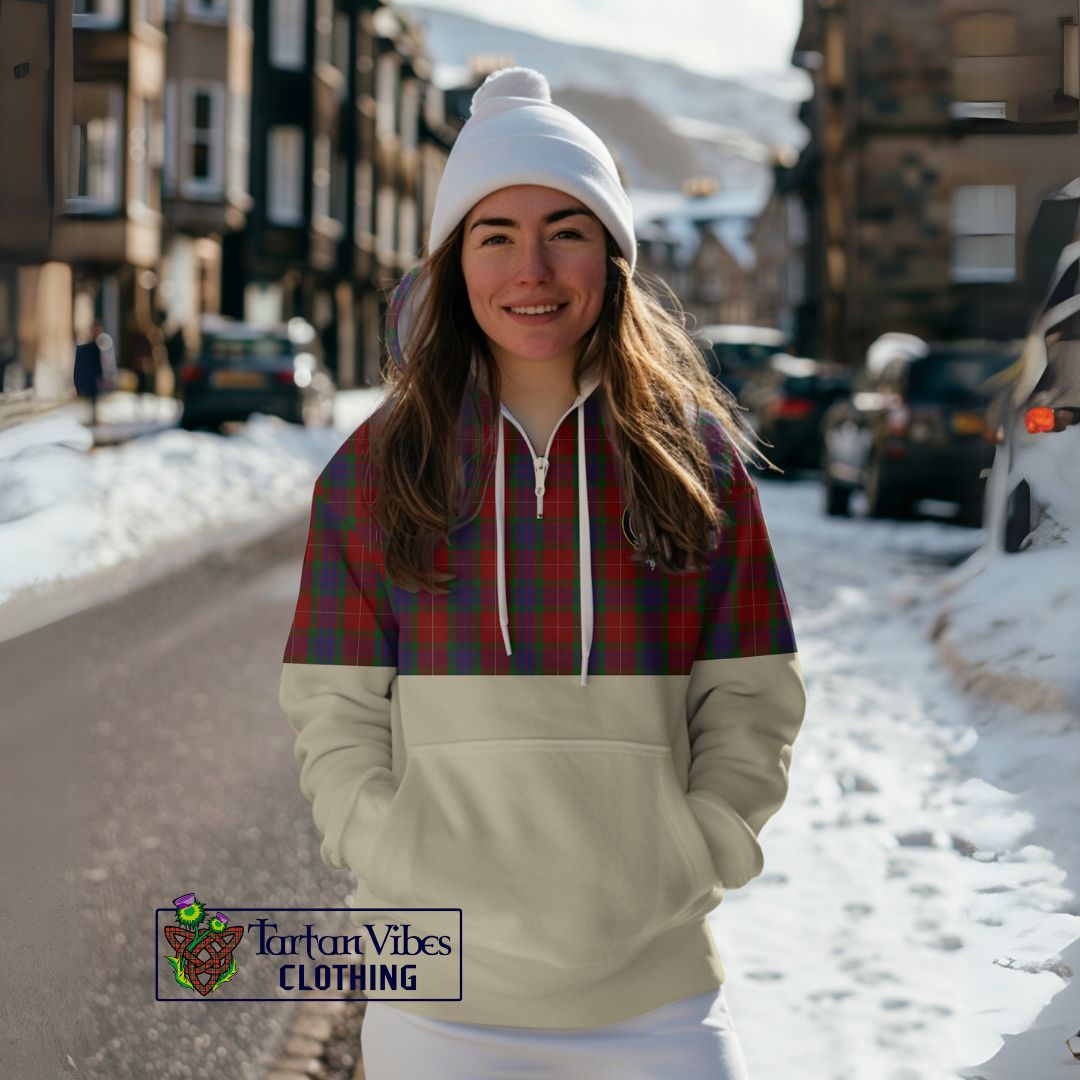 Fraser Tartan Half Style Women's Borg Fleece Hoodie with Half Zip with Family Crest