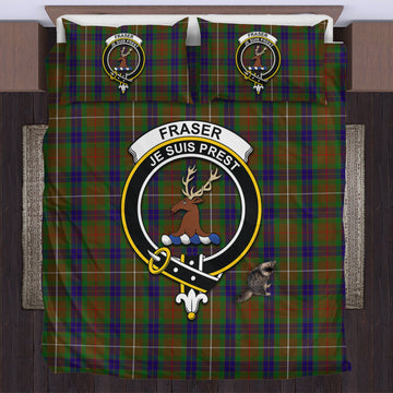 Fraser Hunting Tartan Bedding Set with Family Crest