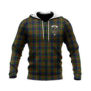Fraser Hunting Tartan Knitted Hoodie with Family Crest