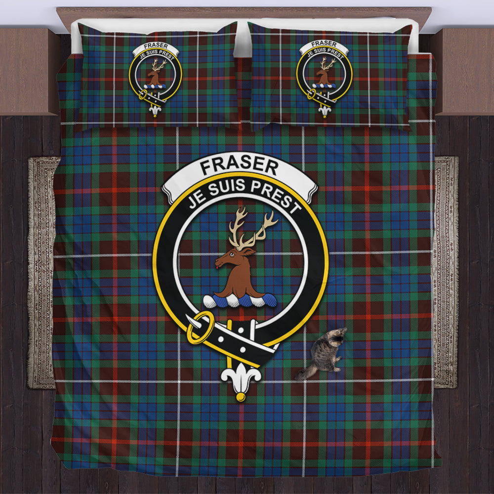 fraser-hunting-ancient-tartan-bedding-set-with-family-crest