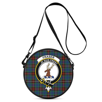 Fraser Hunting Ancient Tartan Round Satchel Bags with Family Crest