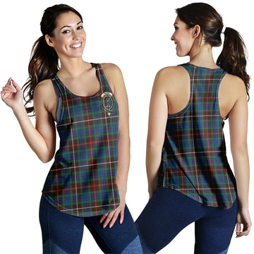 Fraser Hunting Ancient Tartan Women Racerback Tanks with Family Crest