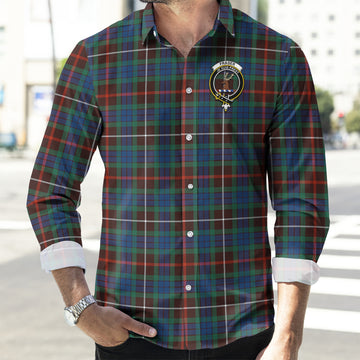 Fraser Hunting Ancient Tartan Long Sleeve Button Up Shirt with Family Crest