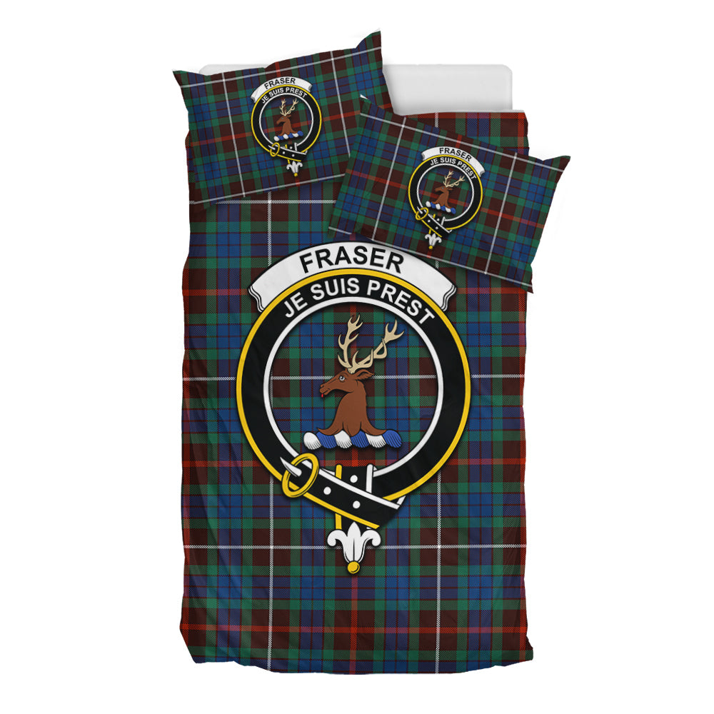 fraser-hunting-ancient-tartan-bedding-set-with-family-crest