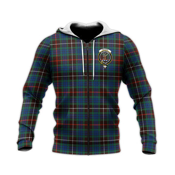 Fraser Hunting Ancient Tartan Knitted Hoodie with Family Crest