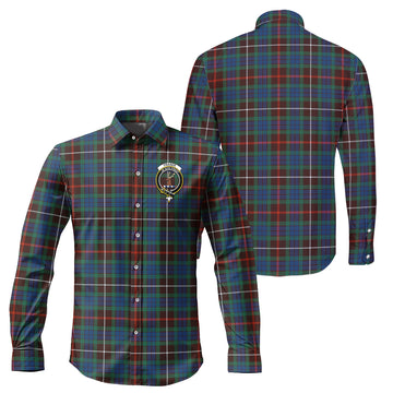 Fraser Hunting Ancient Tartan Long Sleeve Button Up Shirt with Family Crest
