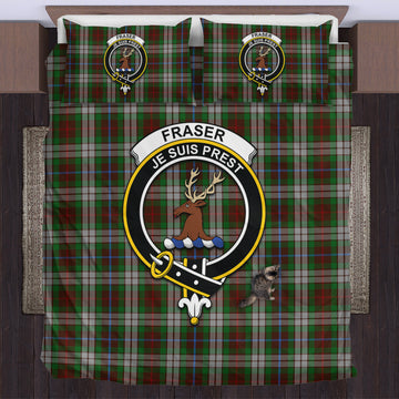 Fraser Hunting Dress Tartan Bedding Set with Family Crest
