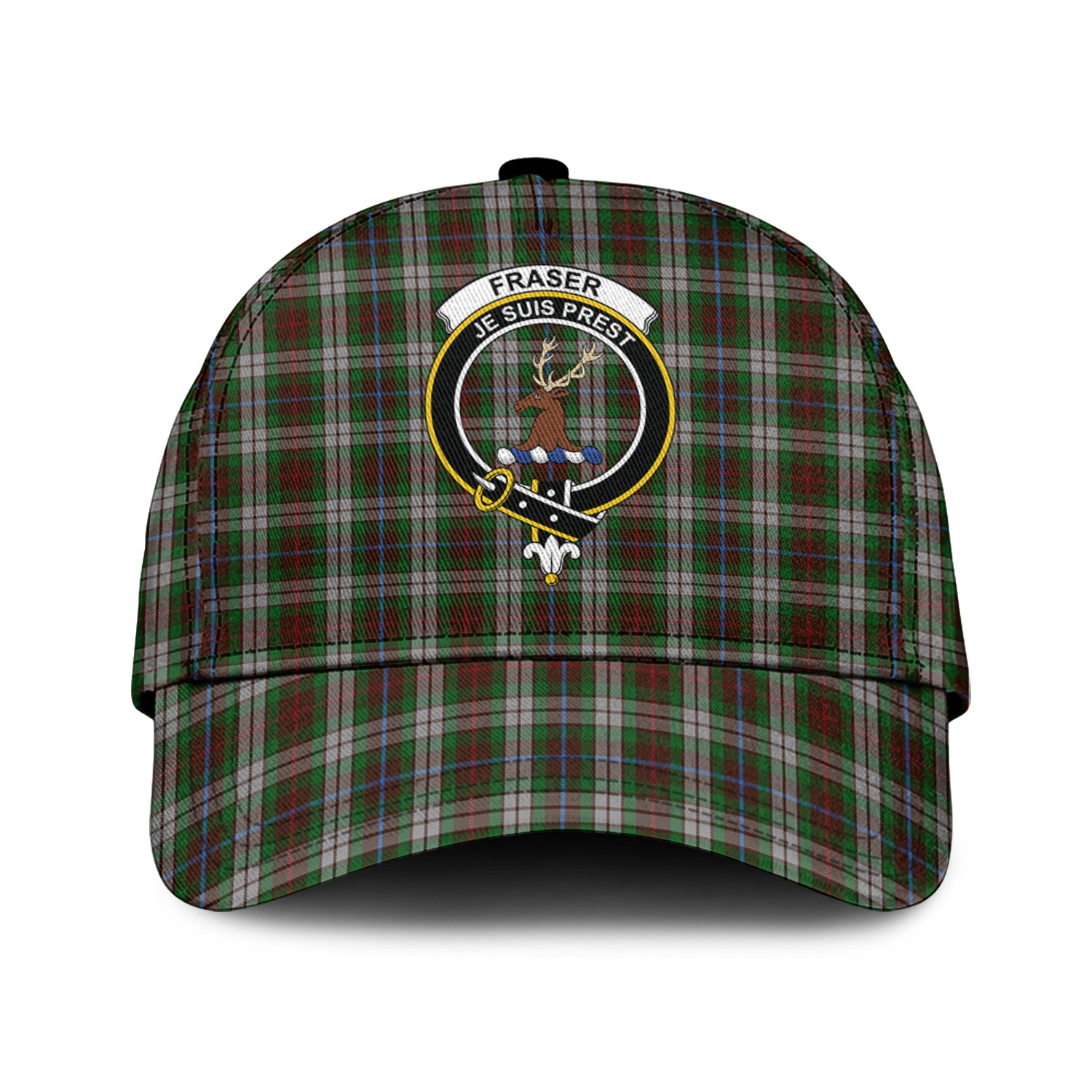 fraser-hunting-dress-tartan-classic-cap-with-family-crest