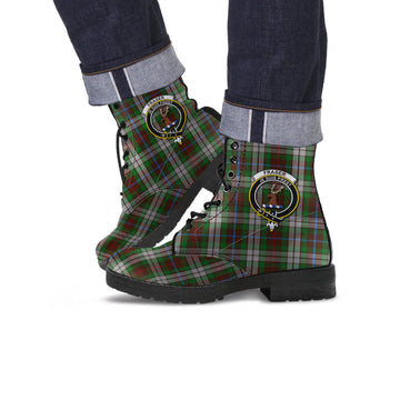 Fraser Hunting Dress Tartan Leather Boots with Family Crest