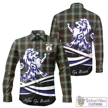 Fraser Hunting Dress Tartan Long Sleeve Button Up Shirt with Alba Gu Brath Regal Lion Emblem