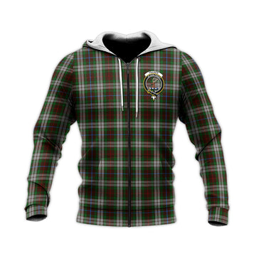 Fraser Hunting Dress Tartan Knitted Hoodie with Family Crest