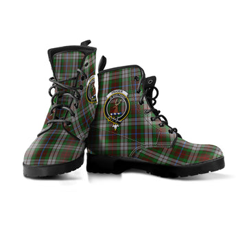 Fraser Hunting Dress Tartan Leather Boots with Family Crest