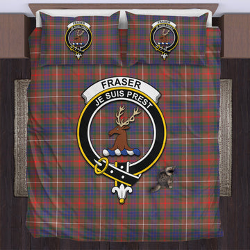 Fraser Hunting Modern Tartan Bedding Set with Family Crest