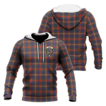 Fraser Hunting Modern Tartan Knitted Hoodie with Family Crest
