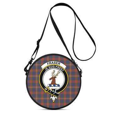 Fraser Hunting Modern Tartan Round Satchel Bags with Family Crest