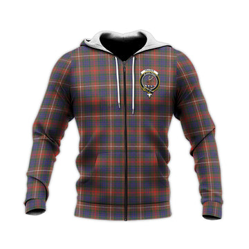 Fraser Hunting Modern Tartan Knitted Hoodie with Family Crest