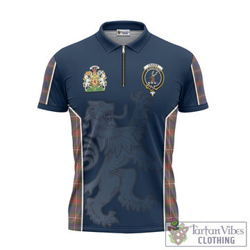 Fraser Hunting Modern Tartan Zipper Polo Shirt with Family Crest and Lion Rampant Vibes Sport Style