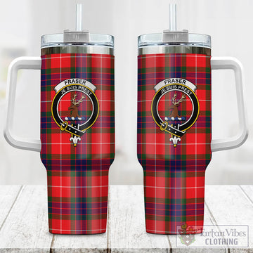 Fraser Modern Tartan and Family Crest Tumbler with Handle