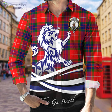 Fraser Modern Tartan Long Sleeve Button Up Shirt with Alba Gu Brath Regal Lion Emblem
