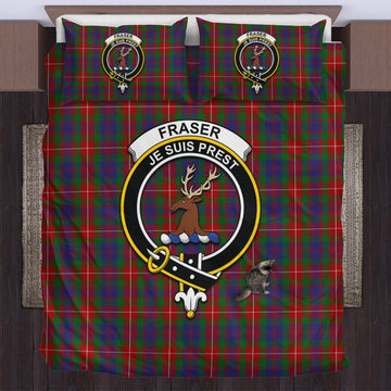 Fraser of Lovat Tartan Bedding Set with Family Crest