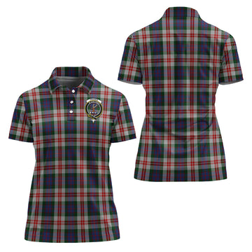 Fraser Red Dress Tartan Polo Shirt with Family Crest For Women