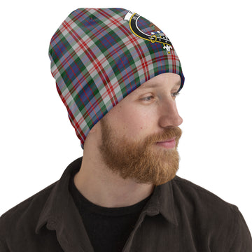 Fraser Red Dress Tartan Beanies Hat with Family Crest