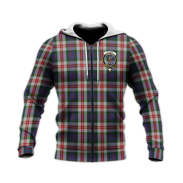 Fraser Red Dress Tartan Knitted Hoodie with Family Crest